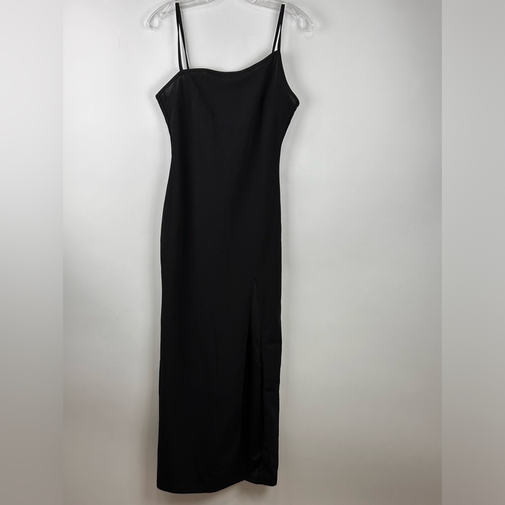 Women's Asymmetrical Neck Line Solid Dress w/ Side Split